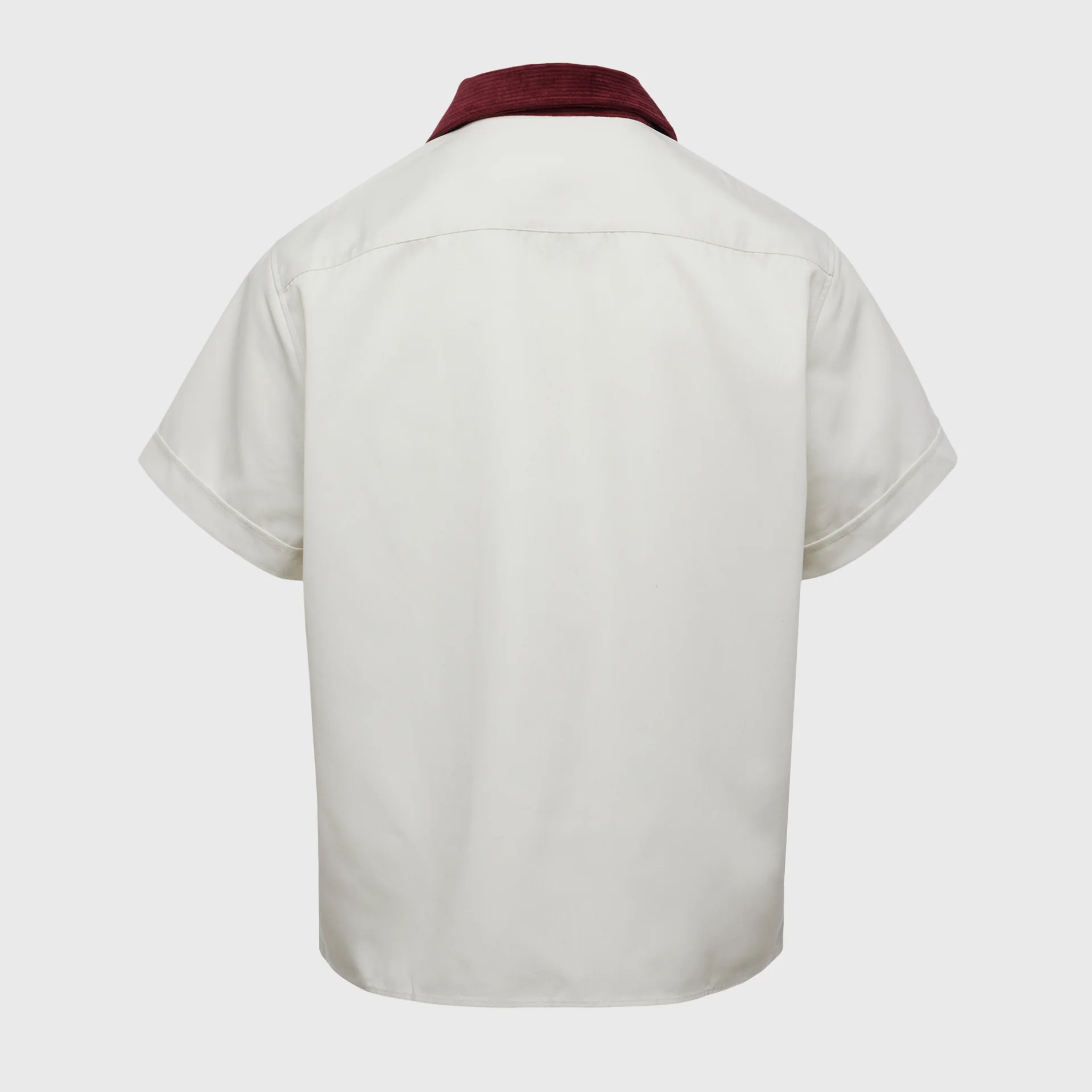 Paneled Corduroy Shirt Maroon - Image 2