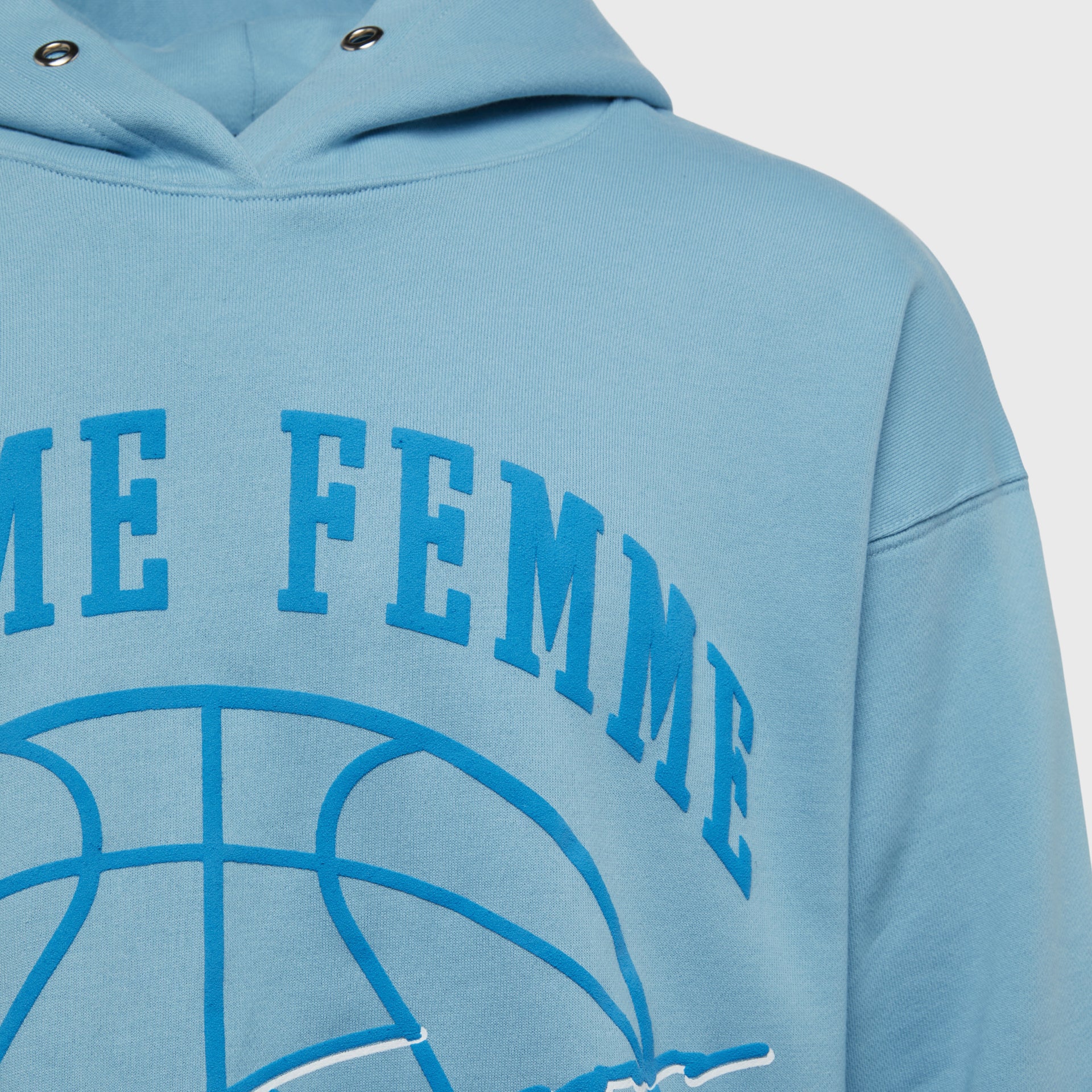Homme Femme Basketball Hoodie Blue - Image 3