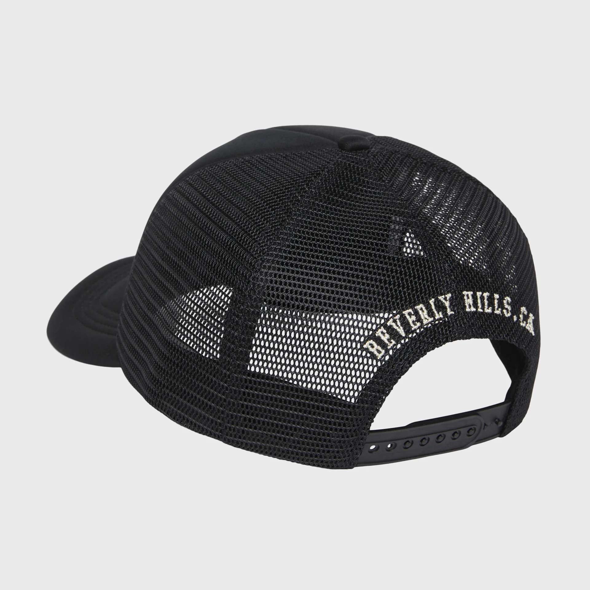 Homme Femme Basketball Trucker Hat Black and Cream - Image 3