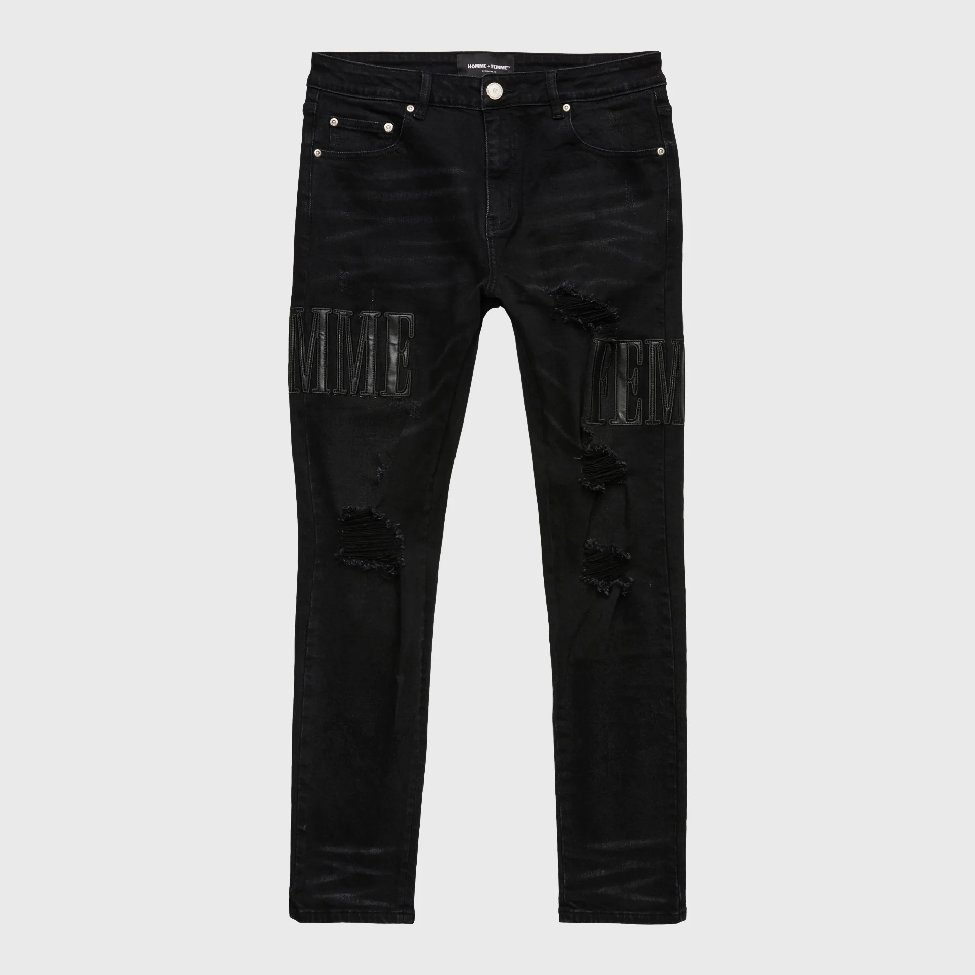 Letterman Denim Black With Black Letters