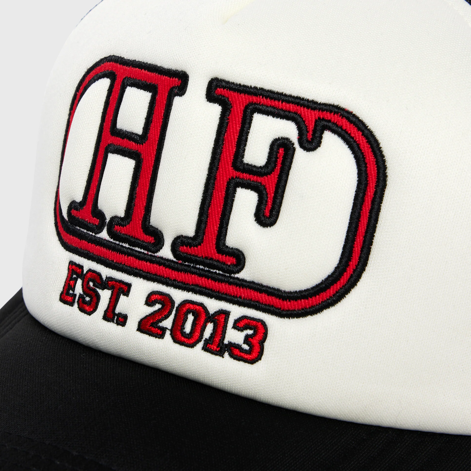 Medallion Trucker Hat Black and White - Image 4