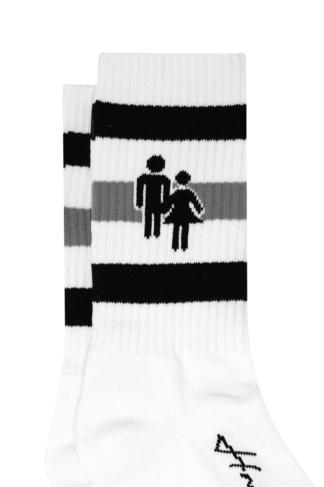 Trademark Socks White With Black and Grey Stripes - Image 2