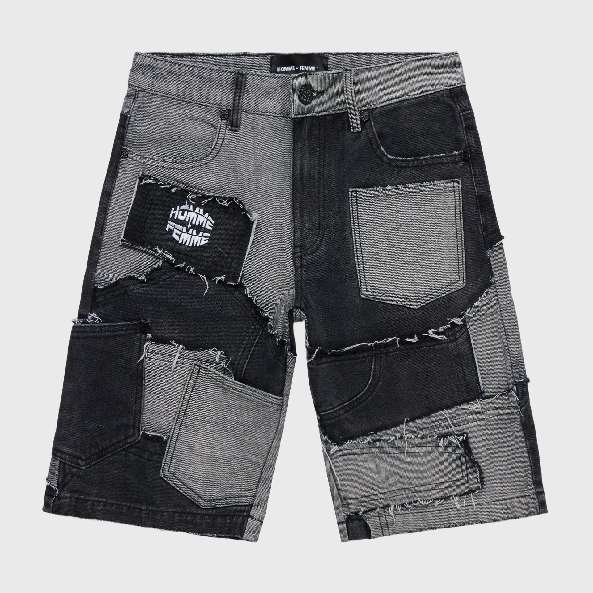 Patchwork Denim Short Black
