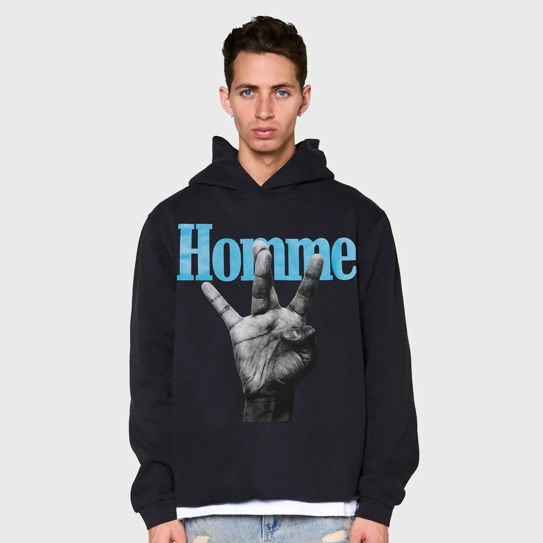 Twisted Fingers Hoodie Black with Blue and Pink - Image 2