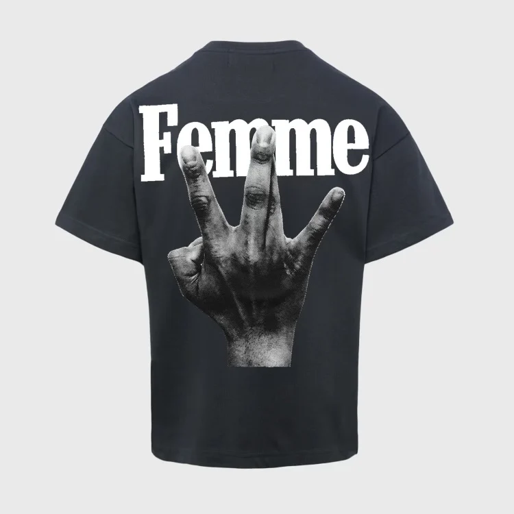 Twisted Fingers Tee Black with White - Image 2